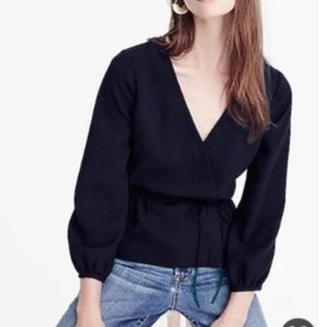 J.crew Relaxed Black Wrap Top